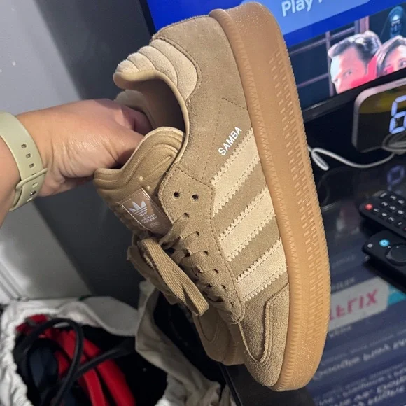 Adidas Samba XLG Sneakers in Tan and Cream - Picture 3 of 8
